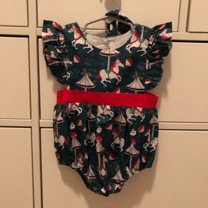 Cute Christmas girl’s romper with carousel horses. Size 80 (~12M) NWOT